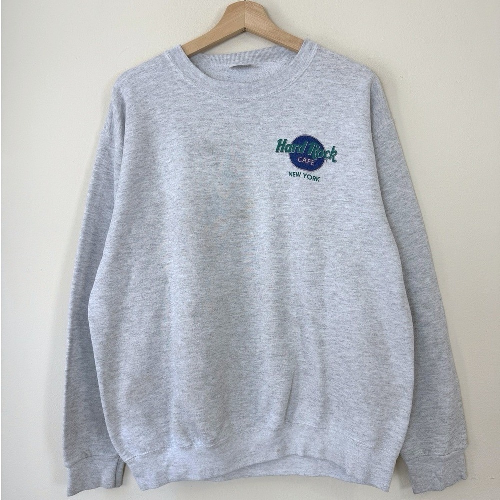 Vintage 90's Hard Rock Cafe New York Gray Sweatshirt - Large